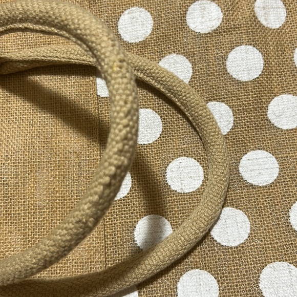 Jute Grocery/Beach Bag Tan/White Polka Dot - Picture 13 of 13